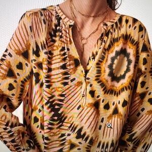 Ba&sh Calysta crinkled blouse in kaleido XS
